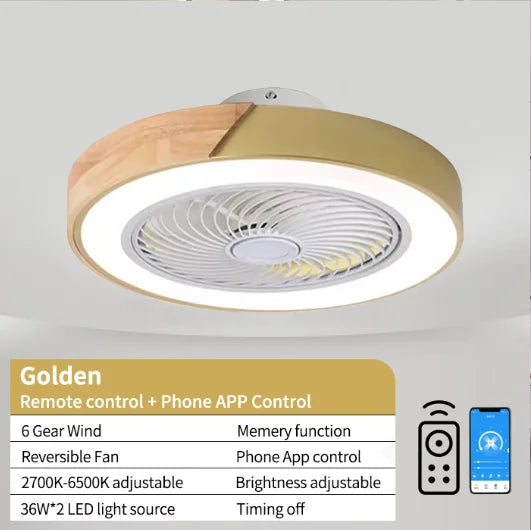 Smart Ceiling Fans With Light For Living Room Dining Room Blades Reversible 6 Speeds 52CM Fans Lighting 110V/220V
