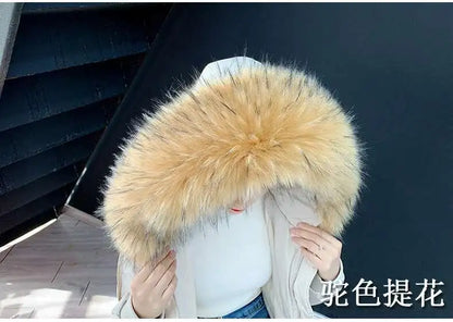 Detachable Faux Fur Collar Extra Large Warm Fake Fur Scarf Wrap Evening Cape For Winter Womens Coat Faux Fur Hood Ttrim Collar