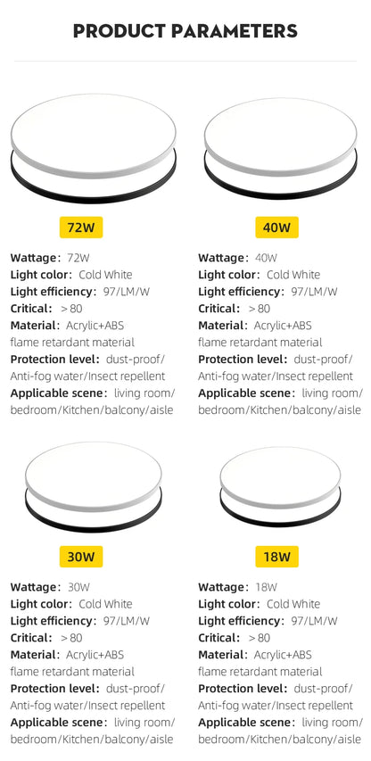 Led Ceiling Lights Ultra Thin LED Ceiling Lamps Modern Panel Light  30W 50W 72W Downlights for Living Room Bedroom Kitchen Home