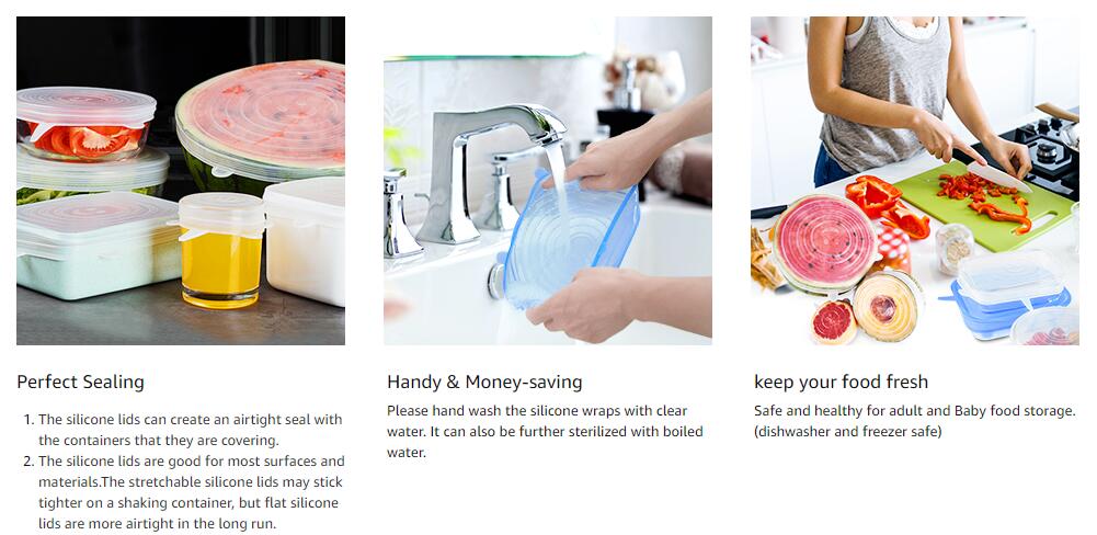 12PCS Silicone Cover Stretch Lids Reusable Airtight Food Wrap Covers Keeping Fresh Seal Bowl Stretch Wrap Cover Kitchen Cookware