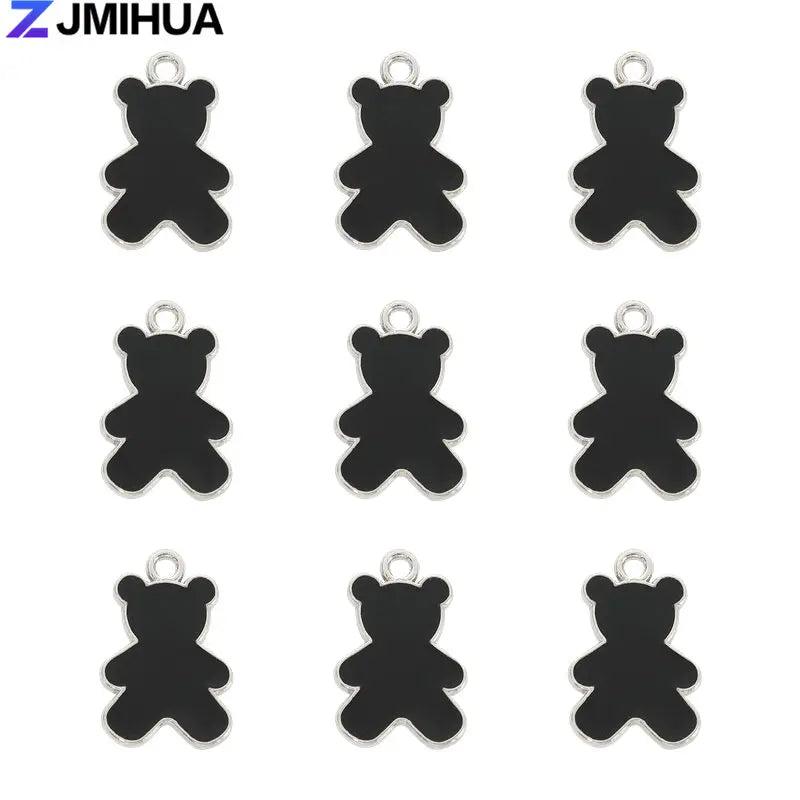 15pcs Enamel Charms Cute Bear Pendants Charms For Jewelry Making Supplies DIY Handmade Earrings Bracelets Findings Accessories