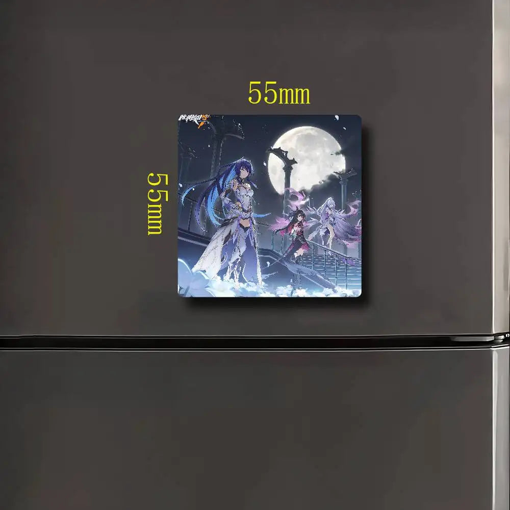 Honkai Impact 3rd Fridge Magnet Creative Square Refrigerator Magnets Picture For Kitchen Office Whiteboard Home Decoration