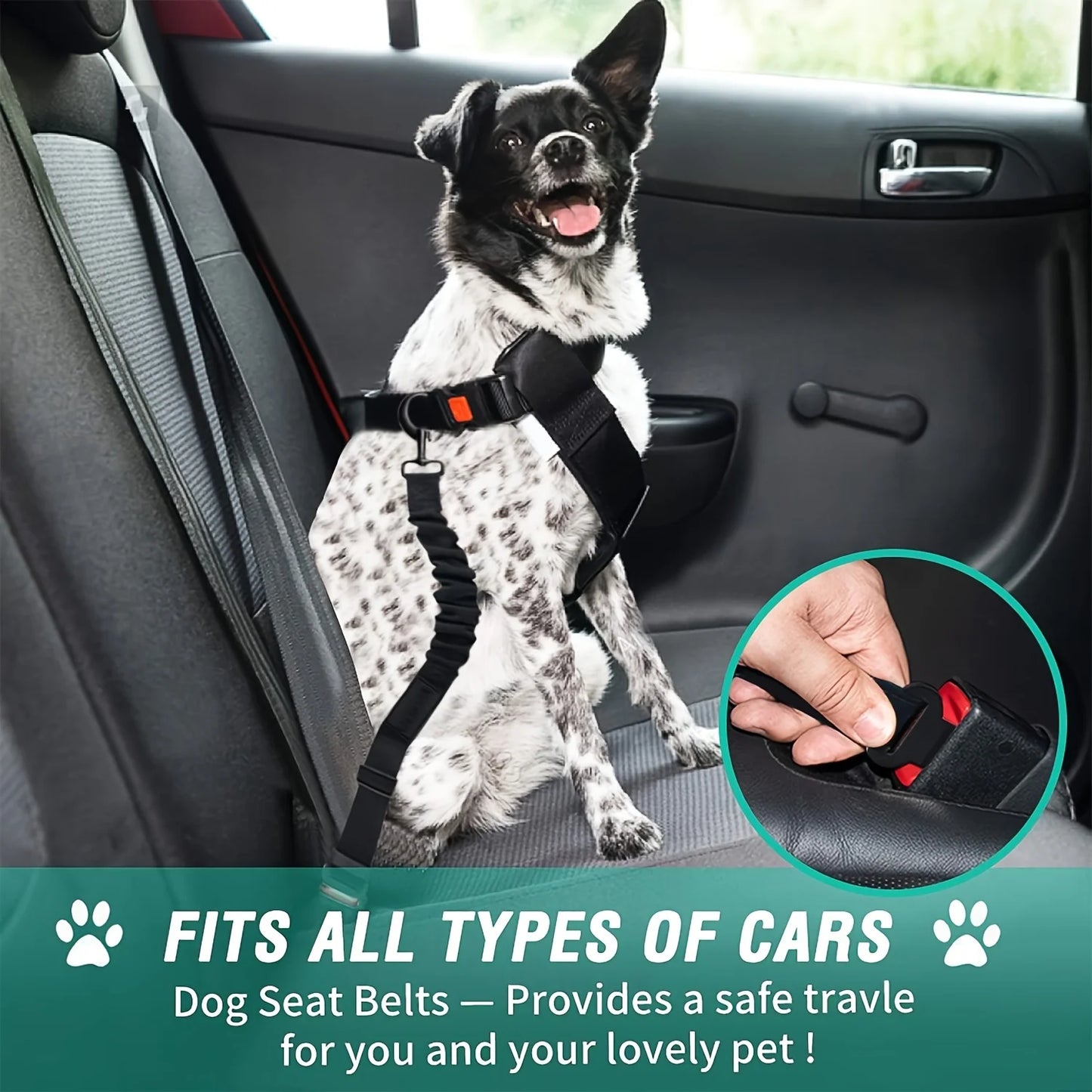 Dog Seat Belt, Retractable Dog Car Harness Adjustable Dog Seat Belt for Vehicle Nylon Pet Safety Seat Belts Heavy Duty