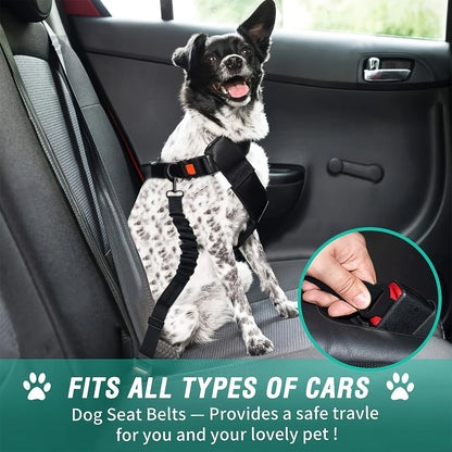 Dog Seat Belt, Retractable Dog Car Harness Adjustable Dog Seat Belt for Vehicle Nylon Pet Safety Seat Belts Heavy Duty