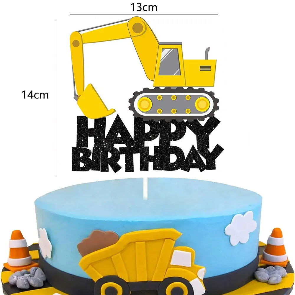 Construction Party Disposable Tableware Plates Cups Napkins Tablecloth Construction Truck Party Decor Excavator Party Favors