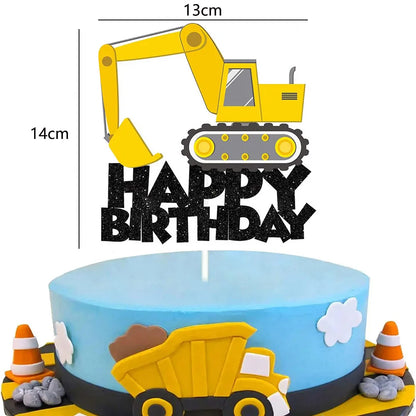 Construction Party Disposable Tableware Plates Cups Napkins Tablecloth Construction Truck Party Decor Excavator Party Favors
