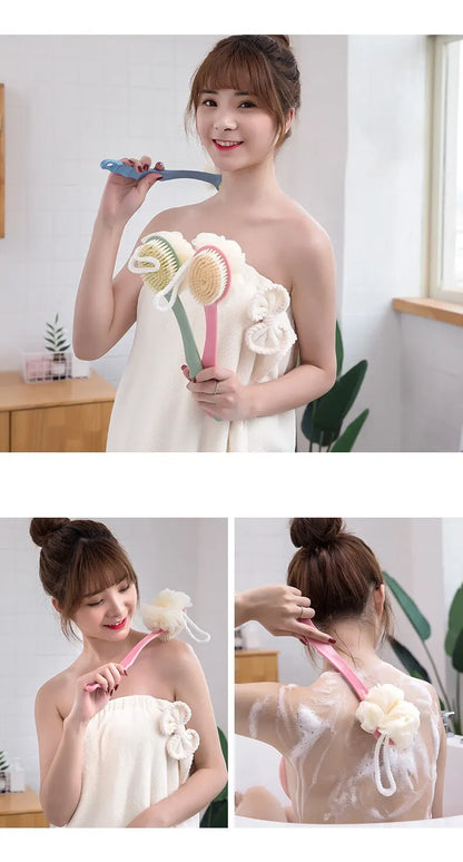 Bath Artifact of Bath BrushBack Belt with Bath Flower Ball Brush for Rub Bath Towel Long Handle Rub Mud Soft Hair Bath Brush