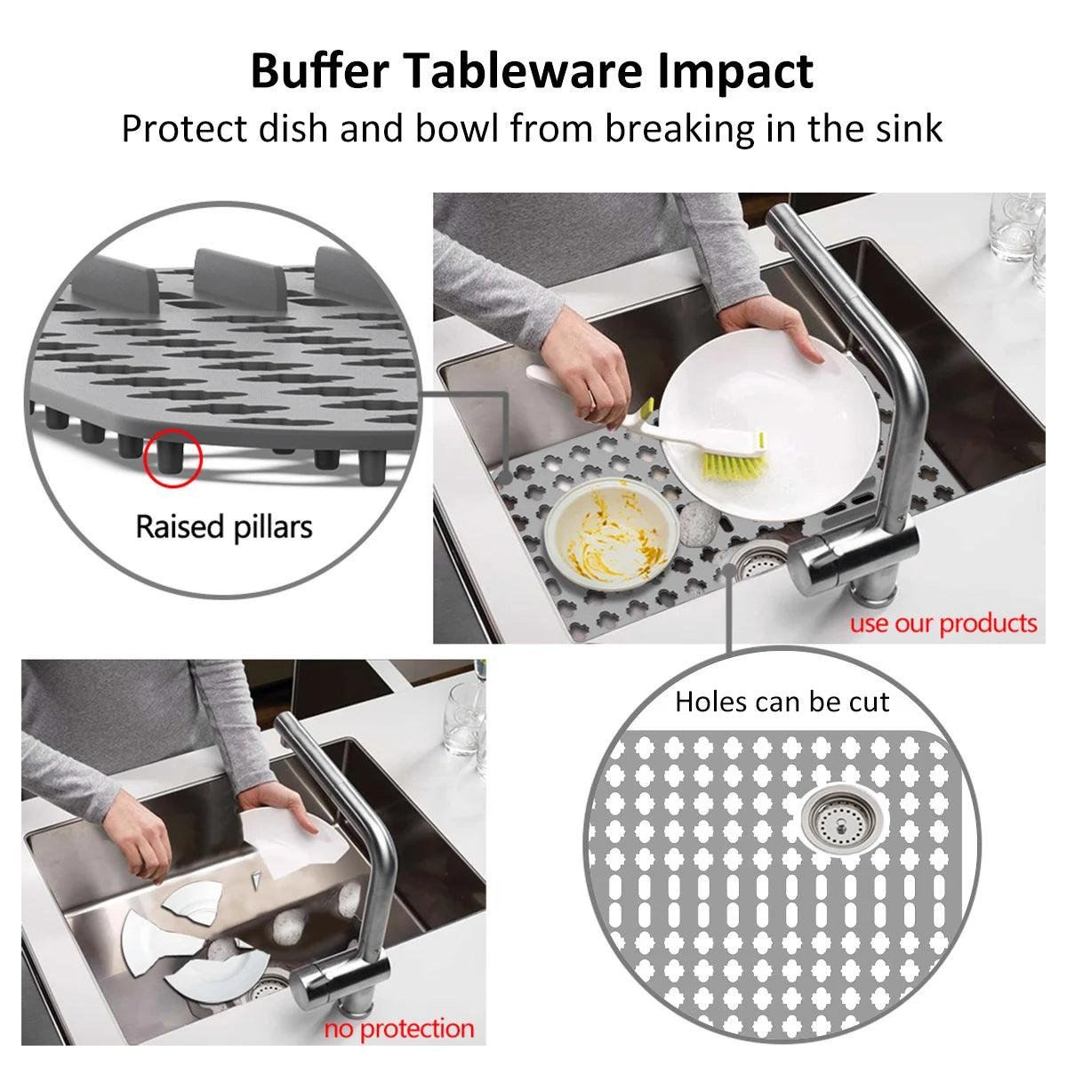 Silicone Sink Protector Heat-Resistant Anti-Slip Kitchen Sink Mats Sink Drainer Mat Reusable Sink Protector Mat for Kitchen