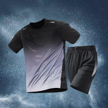 Sports SuitsMan Sets  Quick Drying Breathable Basic Trendy Two Piece Set Outdoor Novelty in Outfit Two-piece T-shirts Shorts Men
