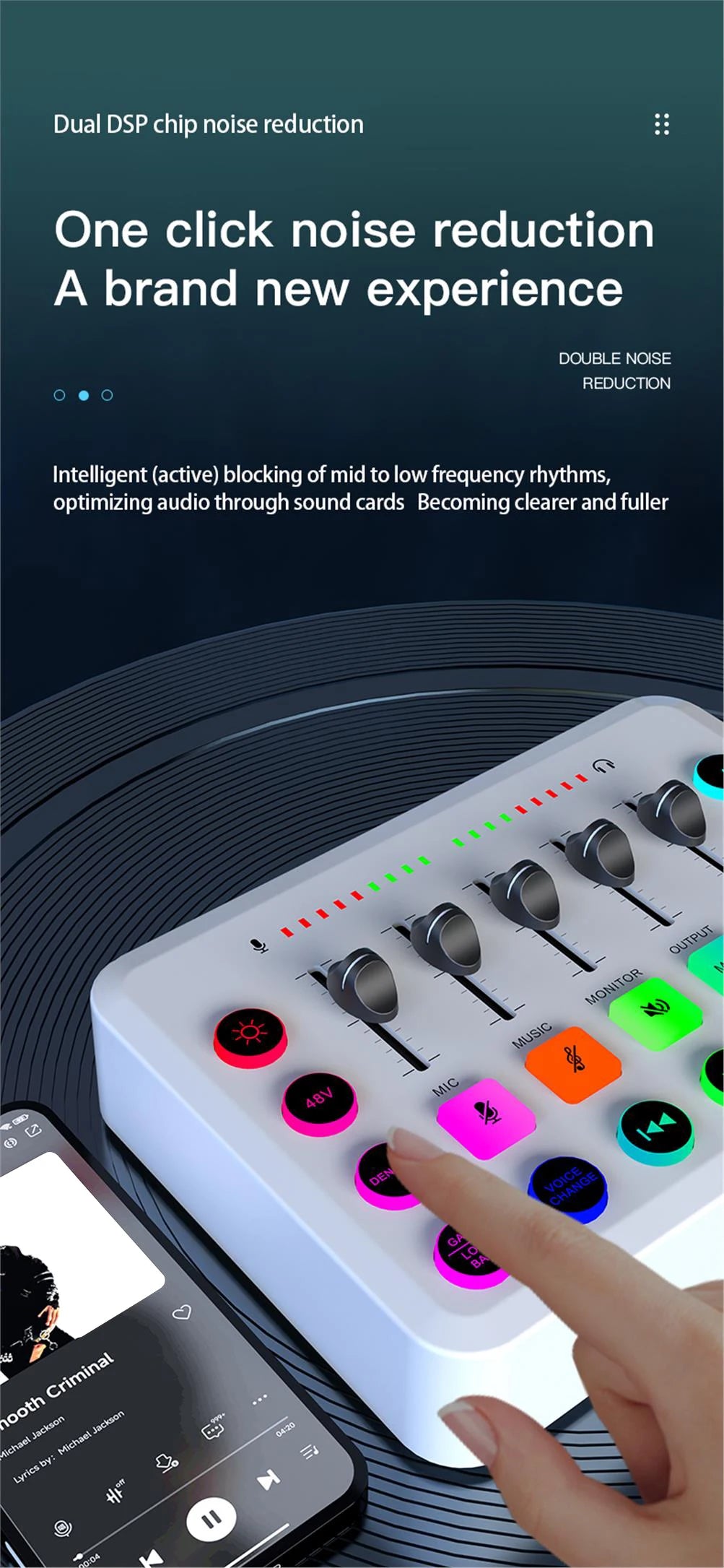 F11 Live Sound Card Streaming 5-Channel Mixer Sound Card Audio for Game Voice Podcast Live Streaming Kit Podcast Accessories Par