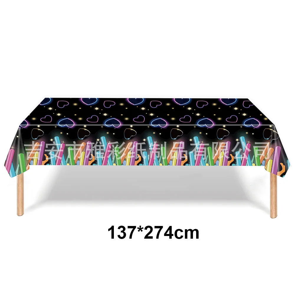Glow Party Table Covers Neon Party Tablecloths Party Tablecloths Disposable Plastic Neon Glow Table Cloth Birthday Party Supplie