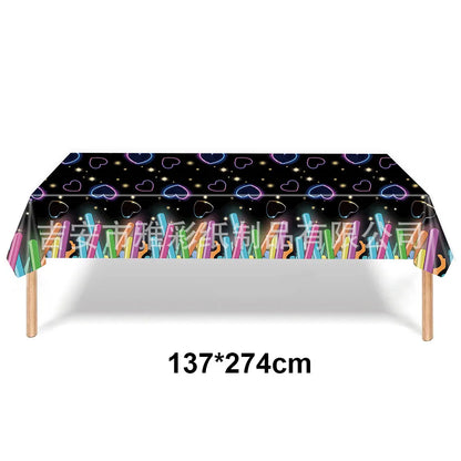 Glow Party Table Covers Neon Party Tablecloths Party Tablecloths Disposable Plastic Neon Glow Table Cloth Birthday Party Supplie