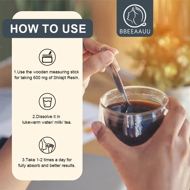 BBEEAAUU 60g 100% Himalaya Pure Shilajit Resin Original Mineral Health Supplement Non-GMO Brain Memory Cognitive Energy Health