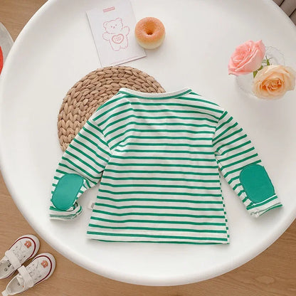 Spring Baby Boy Striped Cotton T-shirts Kids Cotton Clothes Toddler Girls Tops Children Long Sleeve Loose Bottoming T Shirt 0-4Y
