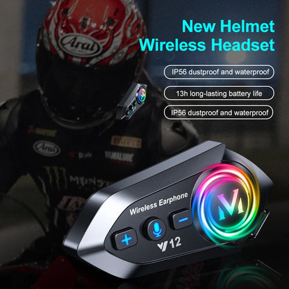 Bluetooth 5.4 Motorcycle Helmet Headset Wireless Waterproof Noice Reduction Earphone Super Long Standby HandsFree Headphone