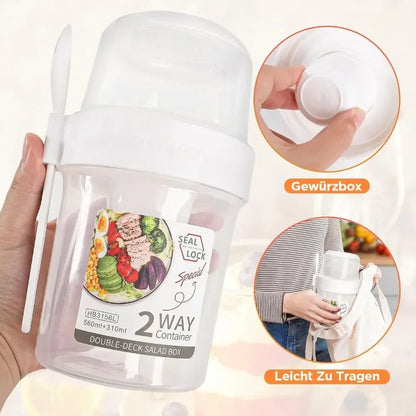 Salad Cup Breakfast Cups Portable Food Storage Bento Box Oatmeal Cereal Nut Yogurt Container Set with Fork for School