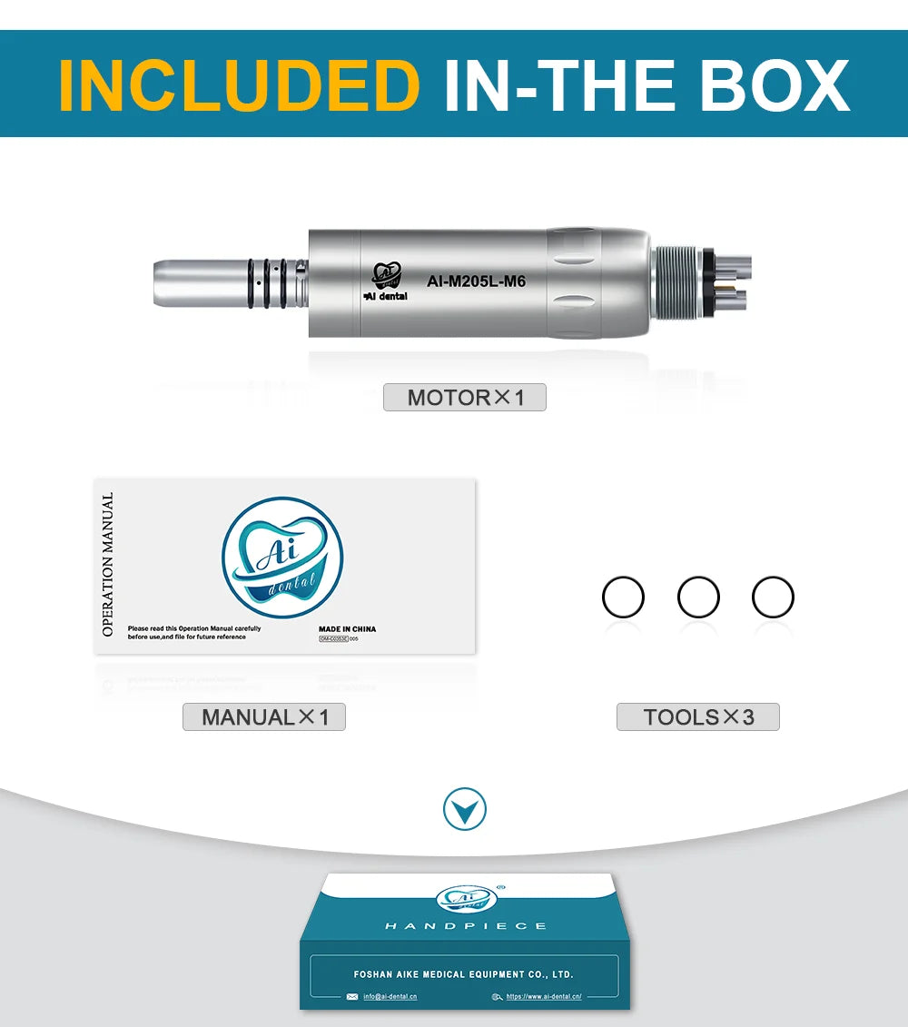LED Illumination Dental Low Speed Air Motor With Micro Power Generator E-type 2/4/6 Hole Internal Water Spray AI-M205LG
