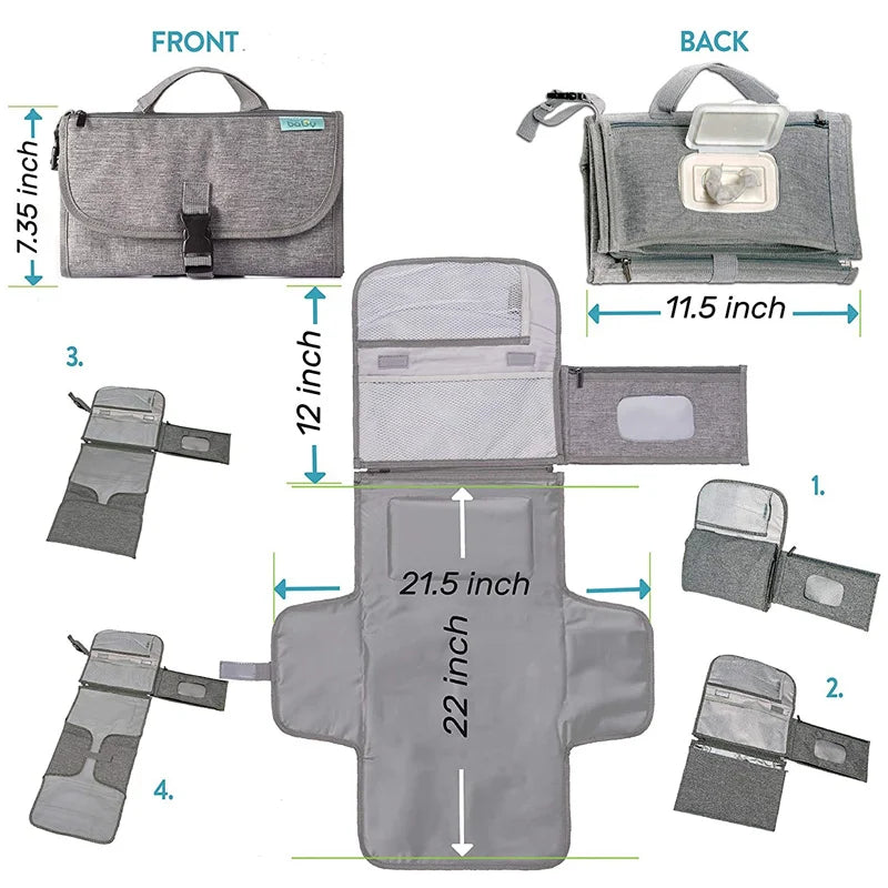 New Portable Waterproof Newborn Diaper Changing Pad for Baby Travel Changing Station Foldable Diaper Changing Pad with Pocket