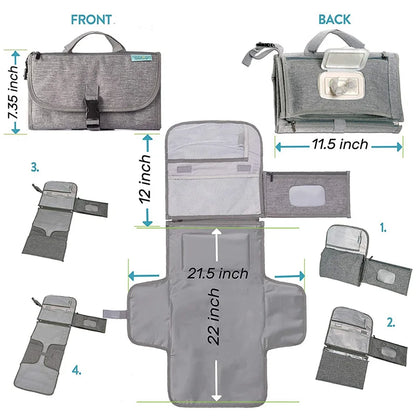New Portable Waterproof Newborn Diaper Changing Pad for Baby Travel Changing Station Foldable Diaper Changing Pad with Pocket