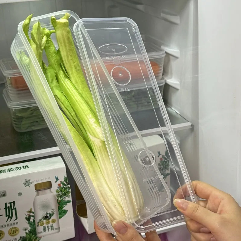 Fresh Box Refrigerator Storage Boxes Scallions Food Container with Lid Cold Crisper Sealed Kitchen Fresh Fruit Fridge Organiser
