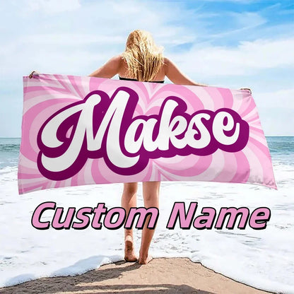 Bohemian Custom Names Beach Towels Stripe Microfiber Towels Absorbent Quick-Drying Soft Yoga Swimming Towels For Men Women Kids