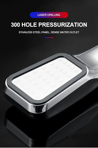 300 hole ultra strong pressurized shower head, square handheld shower head, pressurized shower head, water-saving shower head