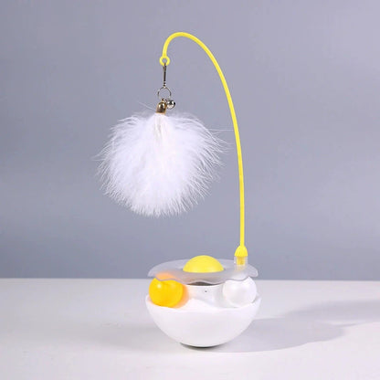 Interactive Cat Tumbler Toy, ABS Base with Feathers & Rolling Balls, Reduces Boredom & Destructive Behavior