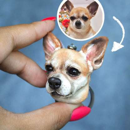 Personalized 3D Pet Portrait Pet Keychain Custom Dog Head Ornament Customized Pet Gift Pet Mini Sculpture Pet Lover Gift Ideas