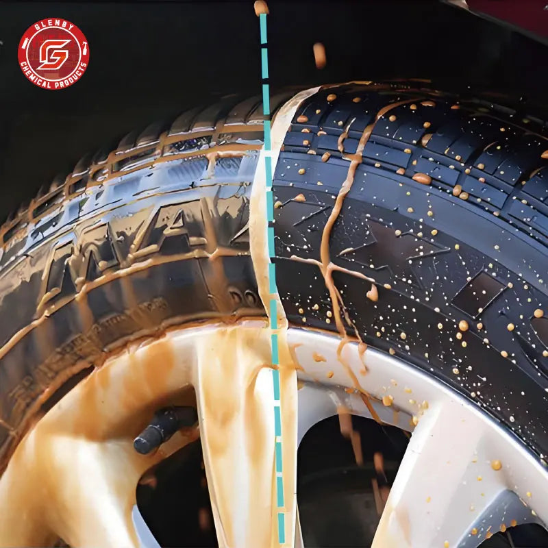 Black Wet Look Tire Shine Dressing -Automotive Clear Coat Tire Dressing for Glossy Wet Tire Look, Vinyl & Plastic, with UV