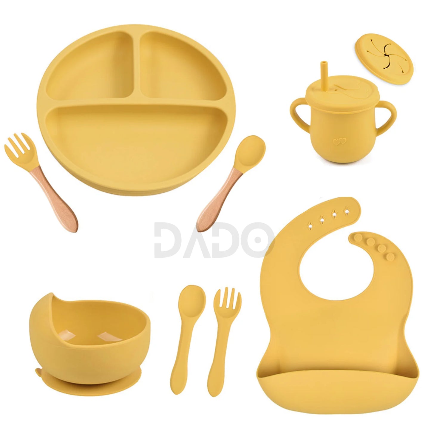 Customized Baby Silicone Feeding Set with Suction Cup Personalized Name Dish Divided Plate Bowl Spoon Cute Kid Eating Tableware