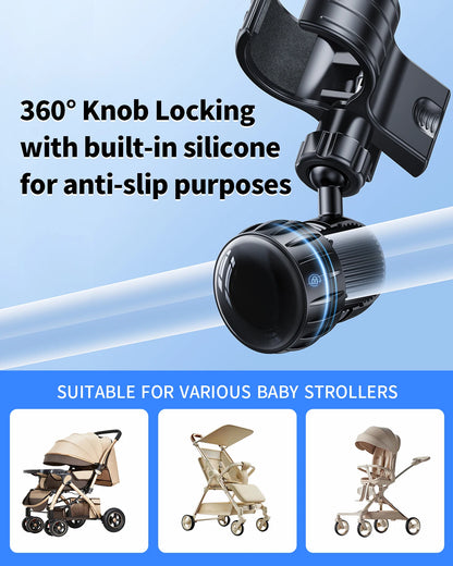 Hipacool Baby Stroller Handheld Fan Holder Clip Adjustable Universal Handheld Fan Turn to Clip-on Fan Baby Stroller Accessories