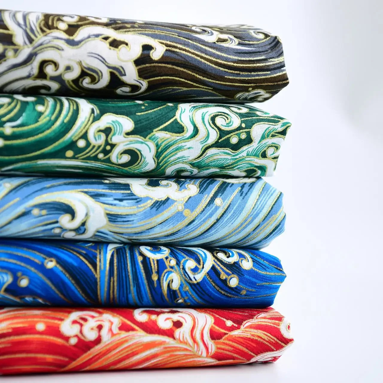 Cotton Bronzing Printing Fabric Handmade DIY Clothing Luggage Sachet Cotton Cloth Cotton Fabric Qinghai Smoke Wave, 145x50cm