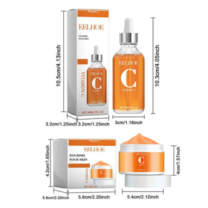 Vitamin C Serum & Vitamin C Cream for Face, Daily Moisturizing Series Hydrate & Plump Skin Care Brightening Serum Even Skin Tone