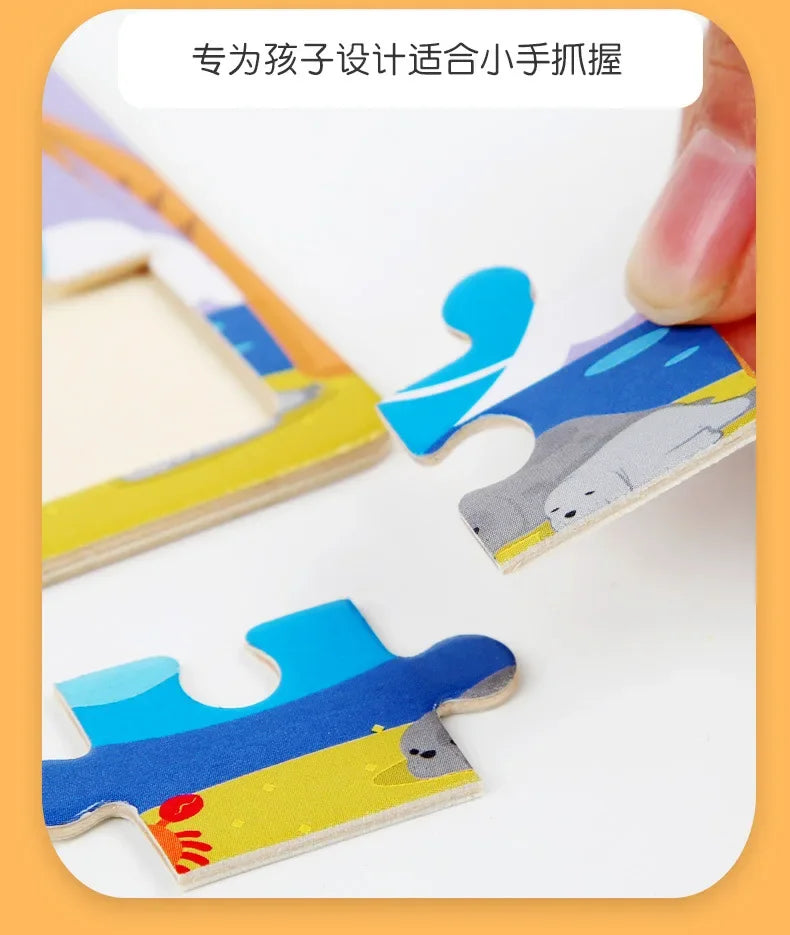 Plane Puzzles Cartoon Animals Wooden Montessori Game Kids Cognitive Jigsaw Puzzle Baby-Toy Educational Toys for Children Toddler