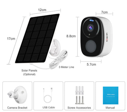 LS VISION 4MP Wireless Security Wifi Camera Outdoor Solar Battery Camera PIR Spotlight Security Solar Camera Security Protection
