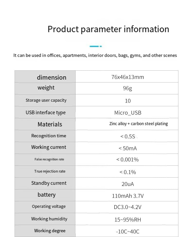 Fingerprint Padlock Locker Lock Smart Pad Lock Waterproof Small Portable Padlock with USB Charging for Locker   Luggage Suitcas