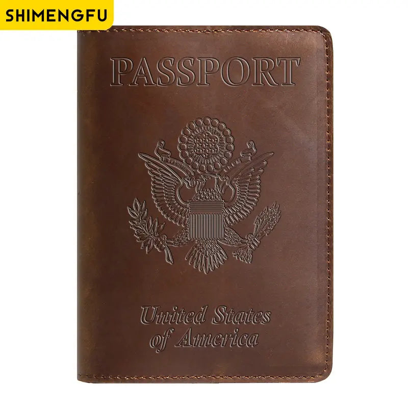 Genuine Leather Passport Cover USA Travel Accessories Menassport Holder America Passport Pouch