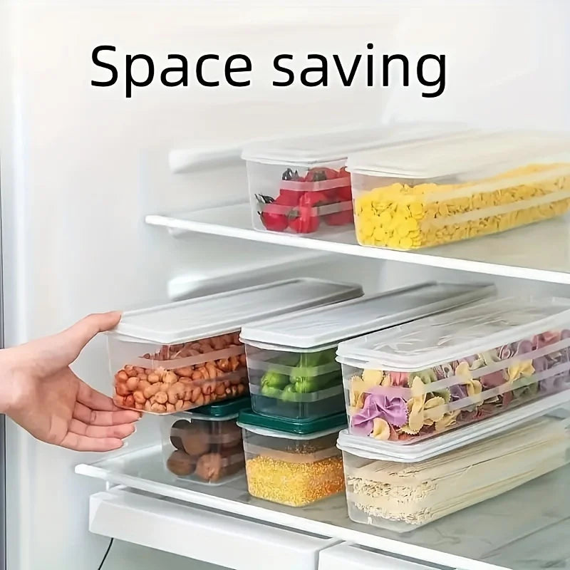 1pc Long Rectangular Food Storage Containers, Plastic Reusable Refrigerator Organizer Boxes Kitchen Accessories
