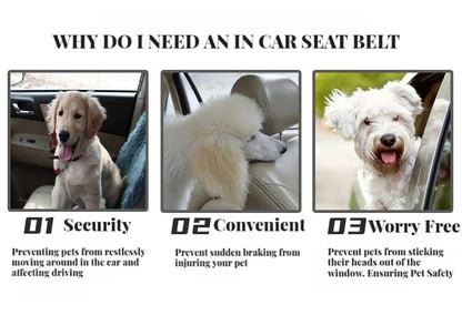 Retractable Pet Car Seat Belt - Securing the Dog During Travel - Adjustable Harness and Belt - Essential Car Travel Supplies