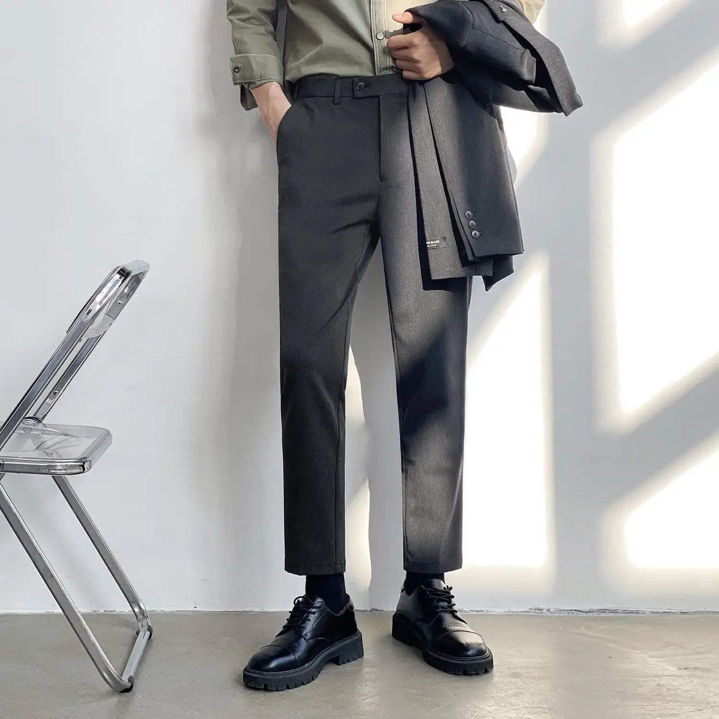 Office Social Tailoring Work Black Male Suit Trousers Business Men's Summer Pants Elegant 2024 Thin Casual Fabric Slacks Wear Up