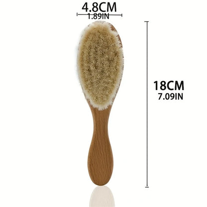 Baby Hair Brush With Wooden Handle And Super Soft Pure Natural Wool Bristles For Newborns & Toddlers Infant Comb Head Massager
