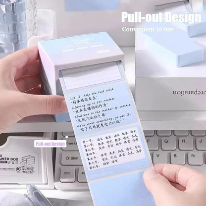 256pcs/Box Pull-out Sticky Notes Fully Adhesive Tearable Sticky Notes Stickers 8 Formats Ideal for Office Student and Home Use!