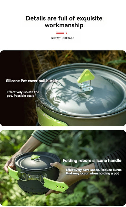 ALOCS Camping Cookware Set Outdoor Stove Kettle Frying Pan Picnic Equipment Complete Set of Portable Kitchen Gear for Hiking