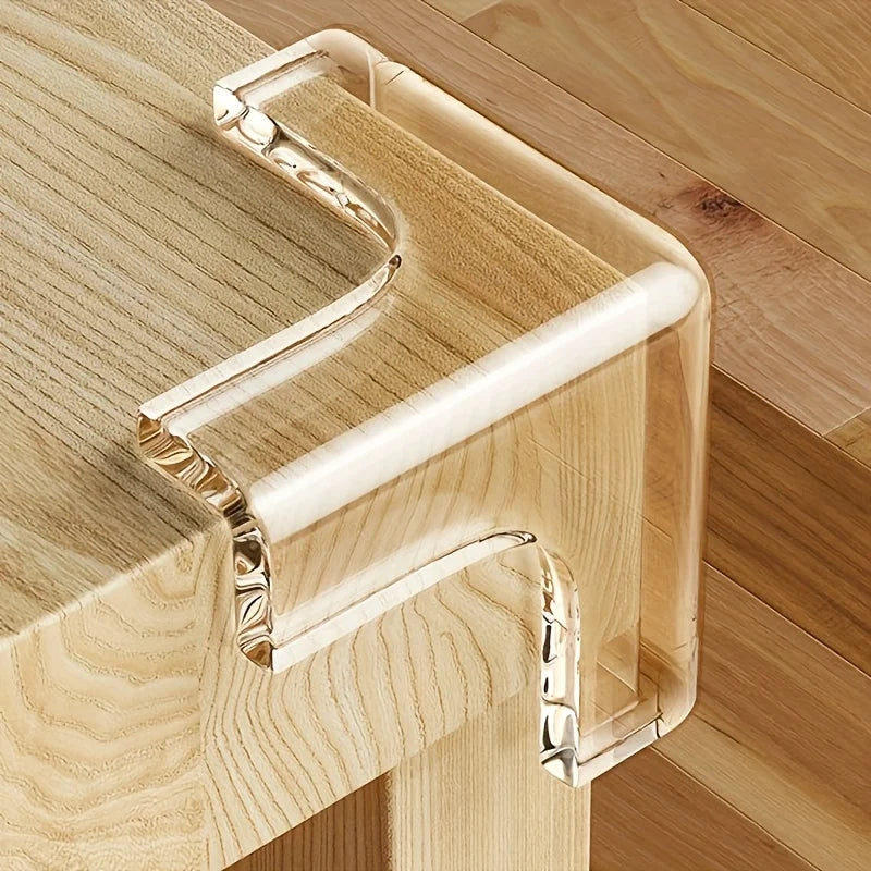 10 Transparent Silicone Corner Protectors, Strong Adhesive T-Shaped Furniture Protectors, Suitable for Protecting Hard Floors of