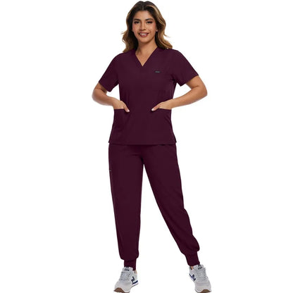 Surgical Scrubs Unisex - Quick-Dry Dental Clinic & ER Workwear Split Set W/Short Sleeve & Anti-Microbial 6 Pockets