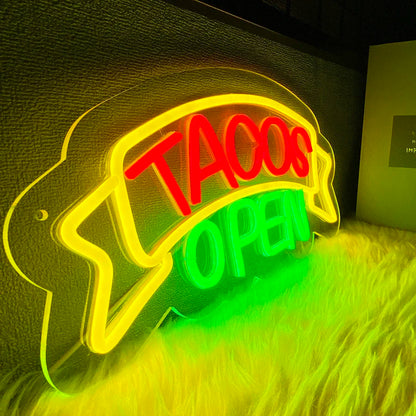LED Tacos Sign for Business,Tacos Open Light for Restaurant Decor, LED Open Sign for  Electric Advertising Display Wall Decor