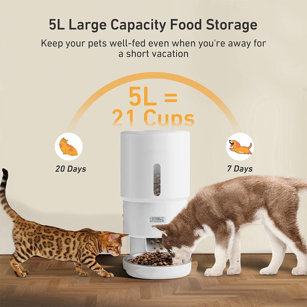 FURPIPI Automatic Pet Feeder 5L Smart Cat Food Kibble Dispenser Wi-Fi App Remote Control Auto Dog Feeder For Cat Pet Accessories