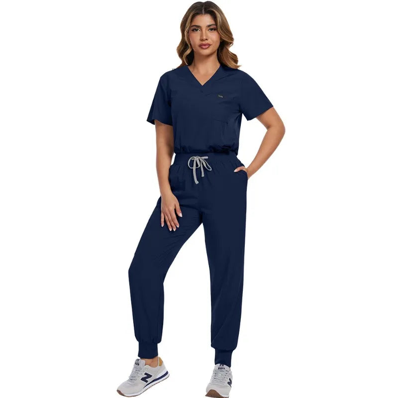 Surgical Scrubs Unisex - Quick-Dry Dental Clinic & ER Workwear Split Set W/Short Sleeve & Anti-Microbial 6 Pockets