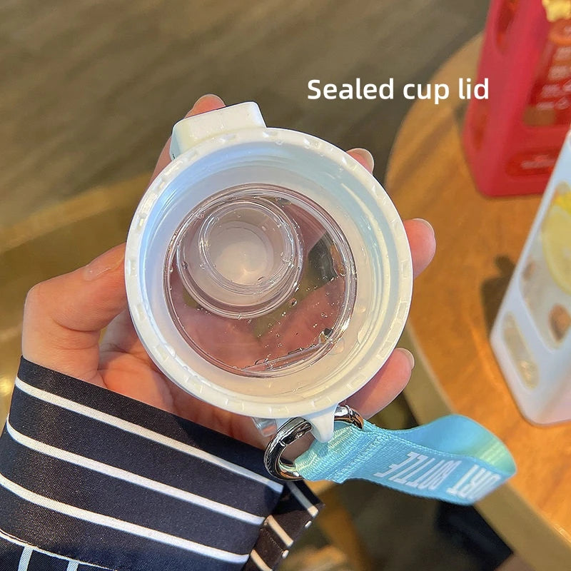 1 Piece White 900ml Sports Water Bottle Portable Sippy Cup Suitable For Outdoor Sports Carrying Handheld Square Plastic Cup