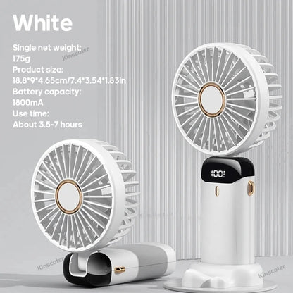 Portable mini fan that can be folded and hung around the neck, 5-speed USB charging fan, supporting phone and display screen,
